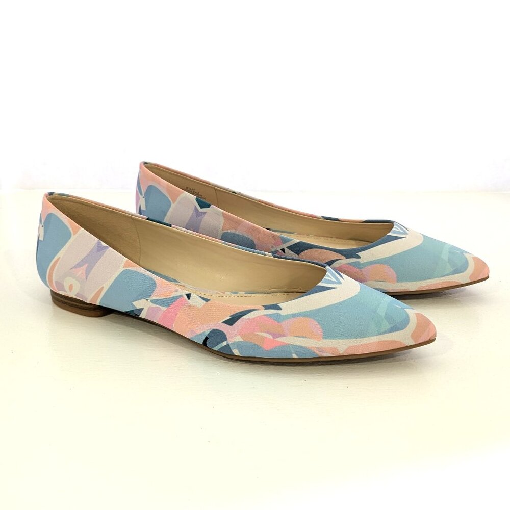 NIB Nine West Onlee 2 Multicolor Fabric Pointed Toe Flats. Size 8.5 M